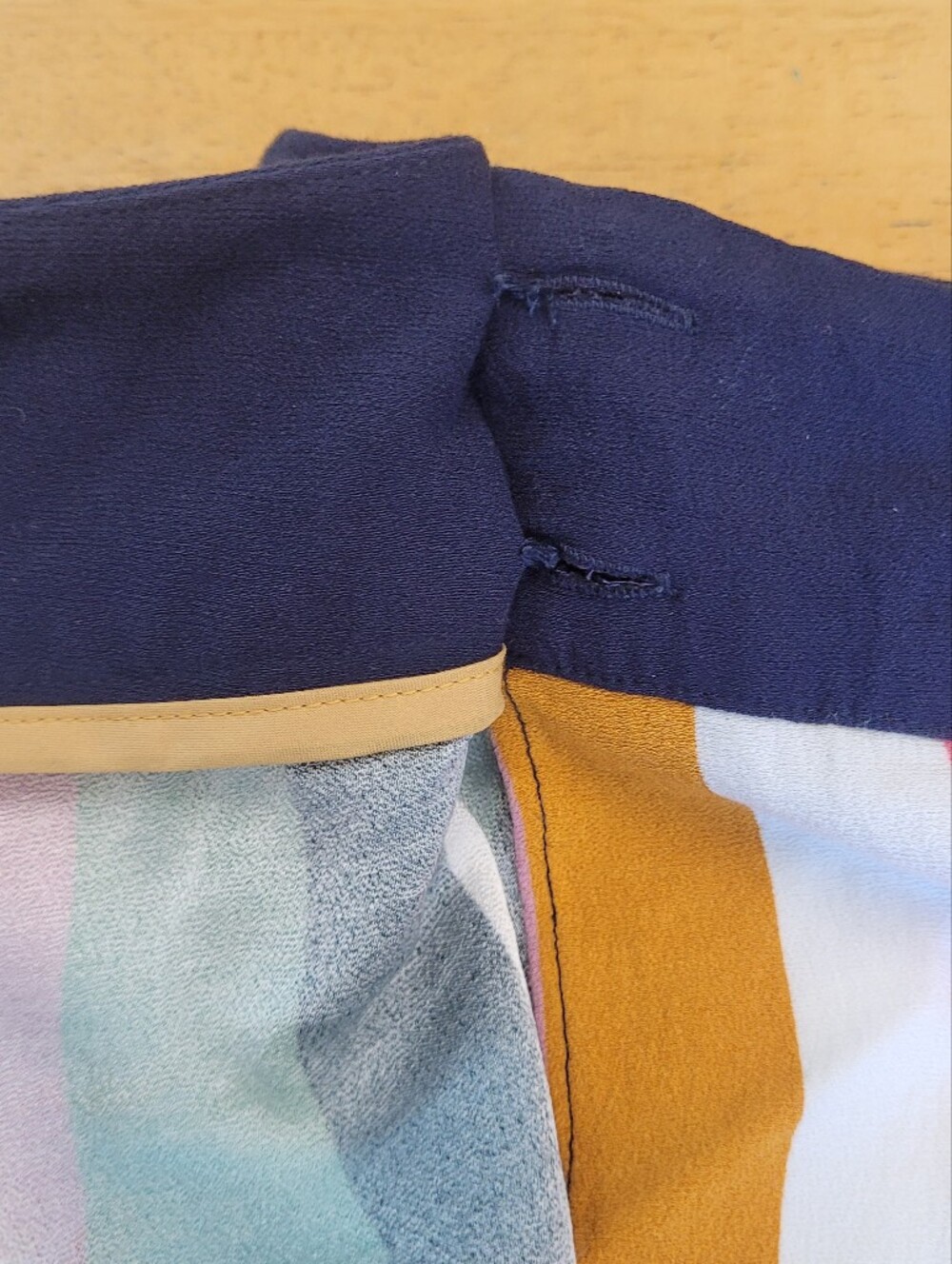 Boden Portia Rainbow Wrap Skirt Blue White Gold Stripes Size 10 Petite 14P UK - Picture 5 of 9